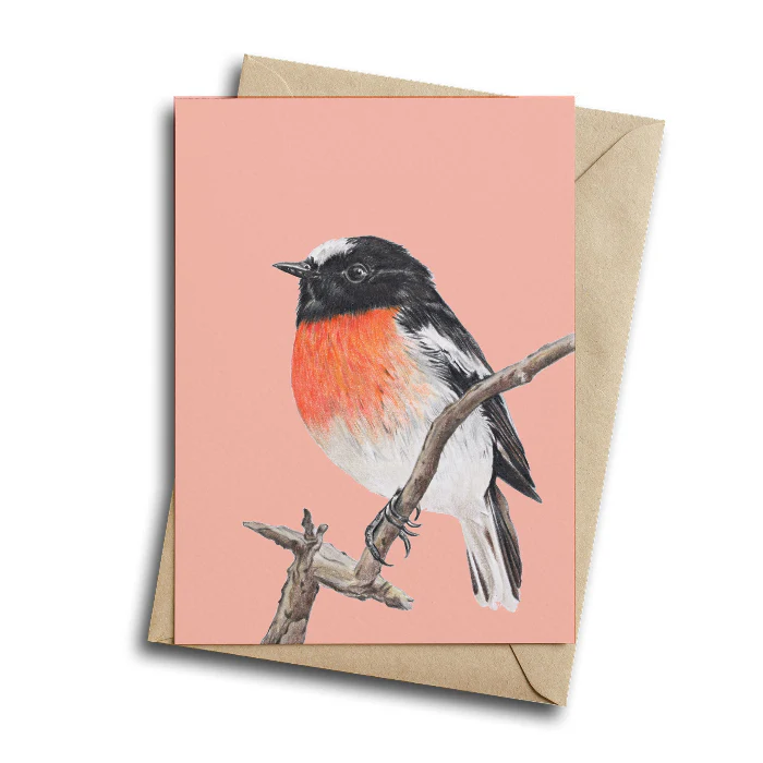 SCARLET ROBIN GREETING CARD
