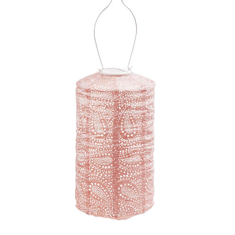 Solar Lantern Cylinder 18cm Pink