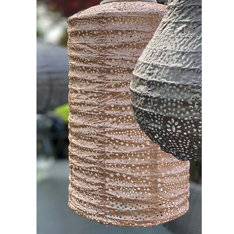 Solar Lantern Cylinder 18cm Pink - Image 3