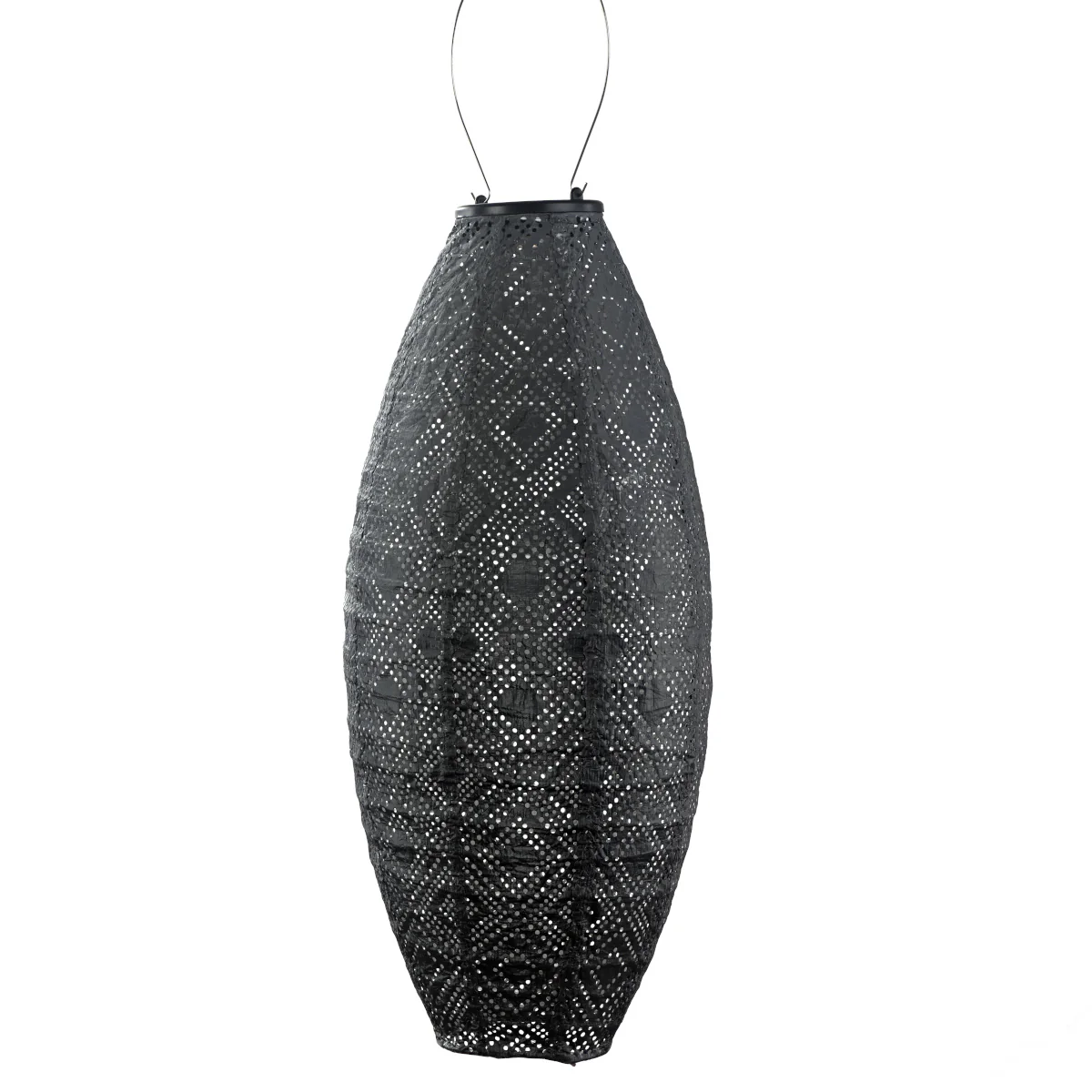Solar Lantern Long Oval 20cm Grey