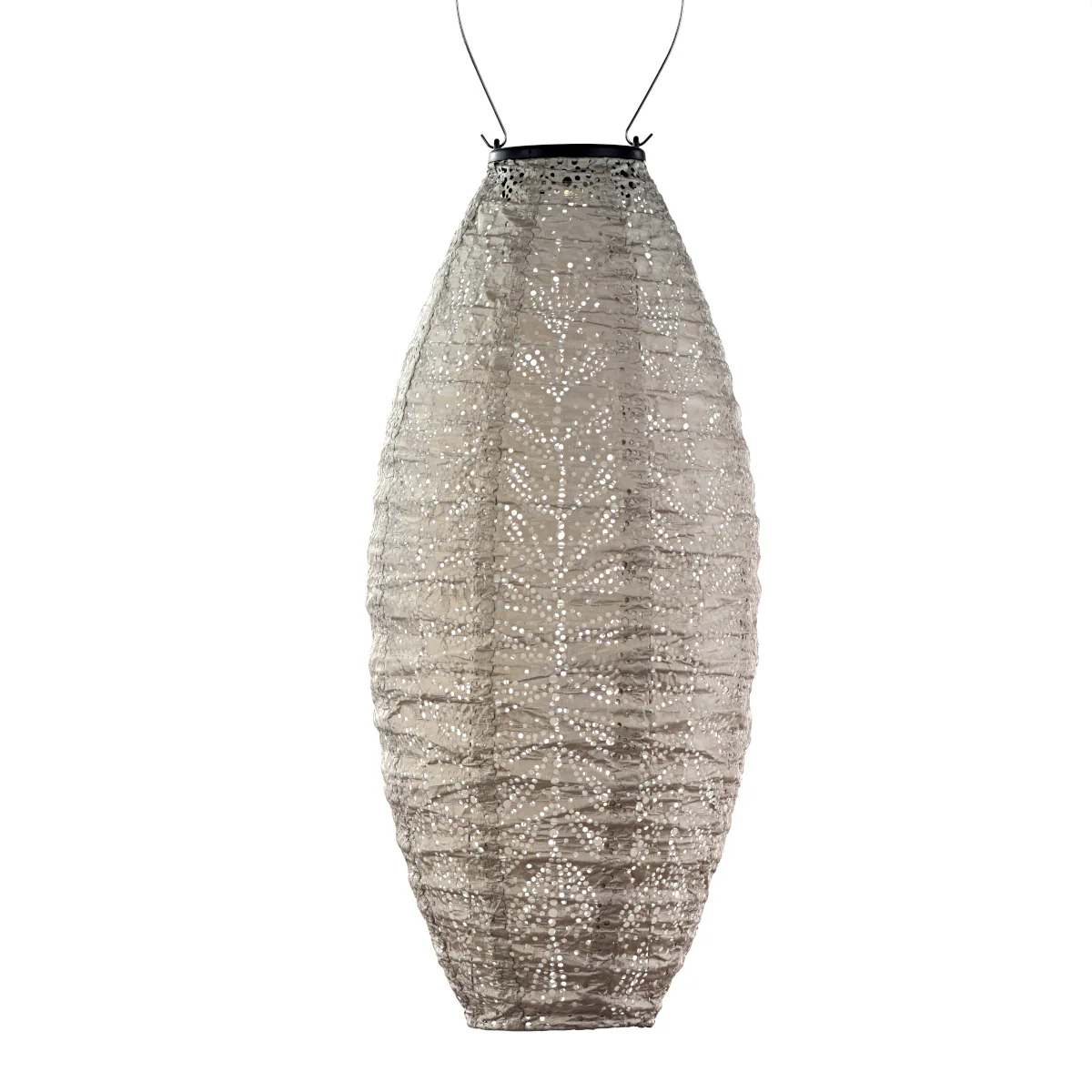 Solar Lantern Long Oval 20cm Light Taupe