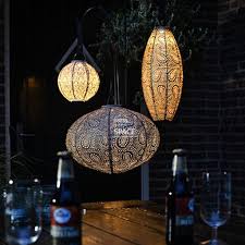 Solar Lantern Oval 40cm Taupe - Image 3