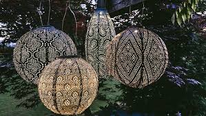 Solar Lantern Round 20cm Grey Blue - Image 3