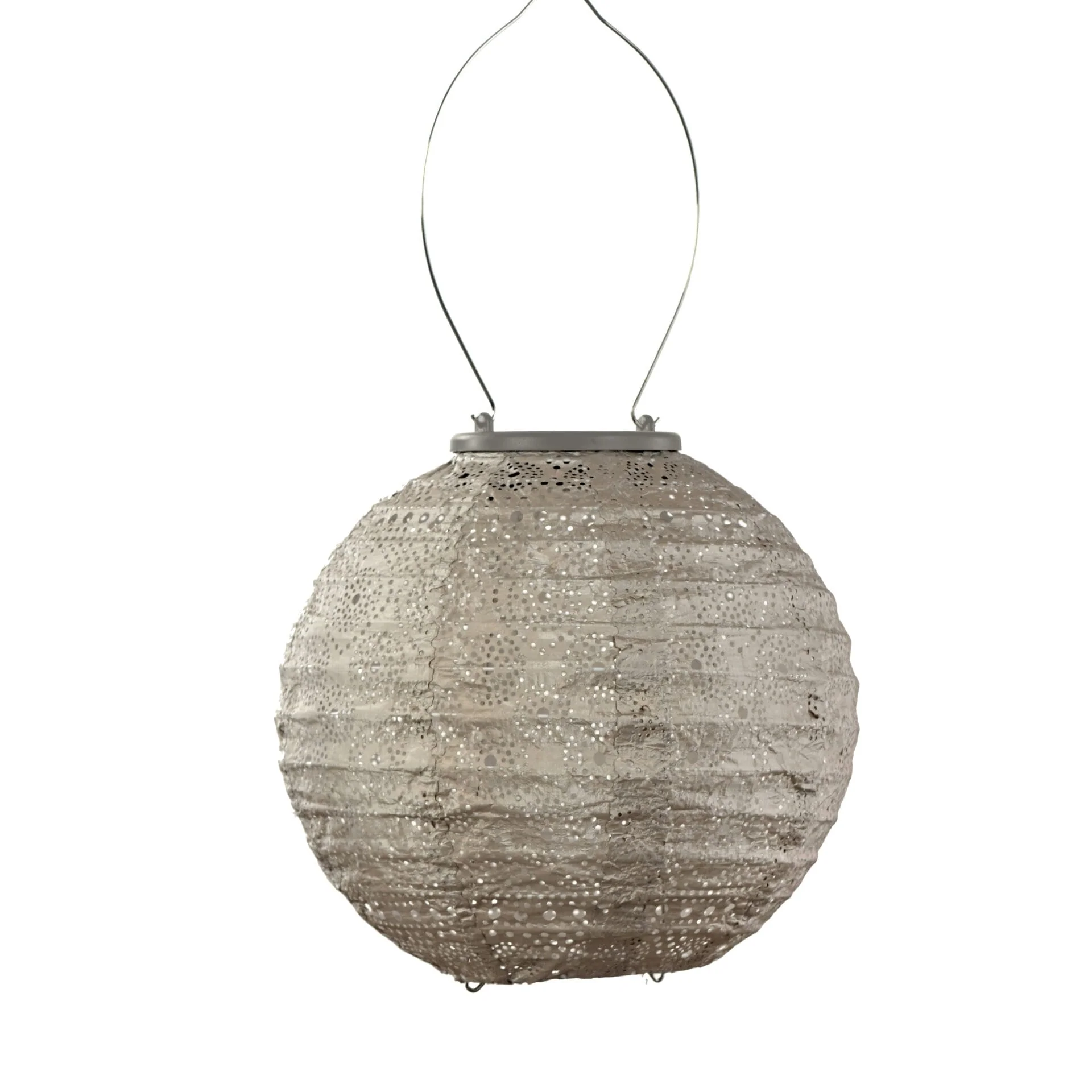 Solar Lantern Round 20cm Light Taupe