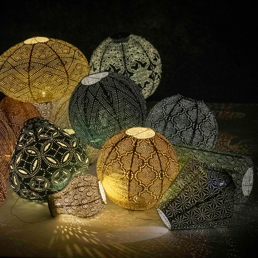 Solar Lantern Round 30cm Sage Green - Image 3